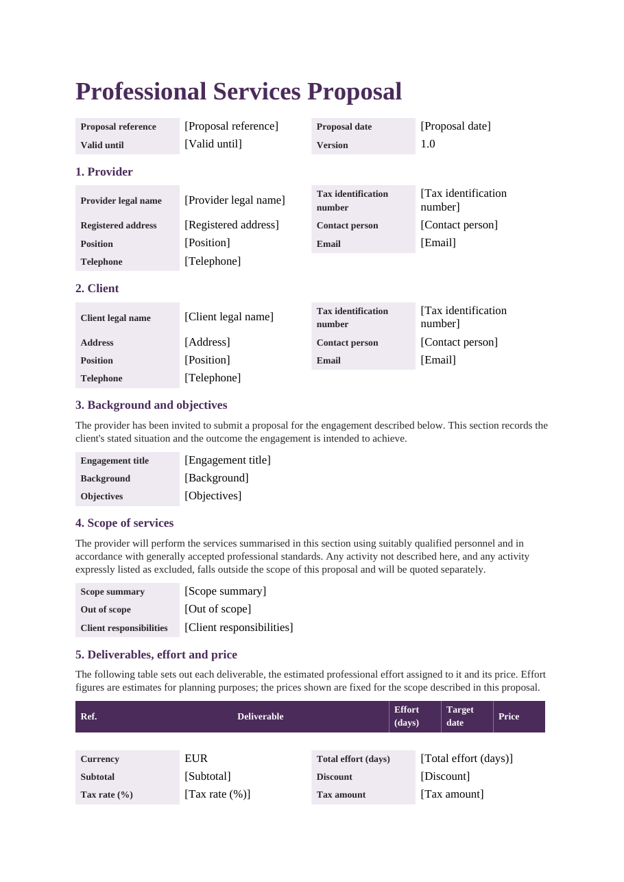 Professional services proposal