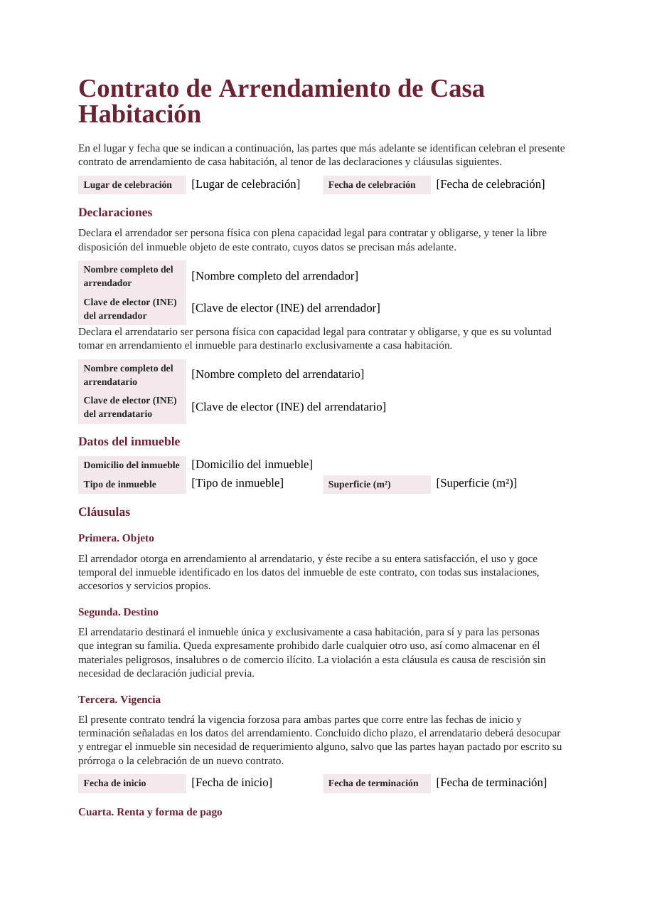 Contrato de arrendamiento